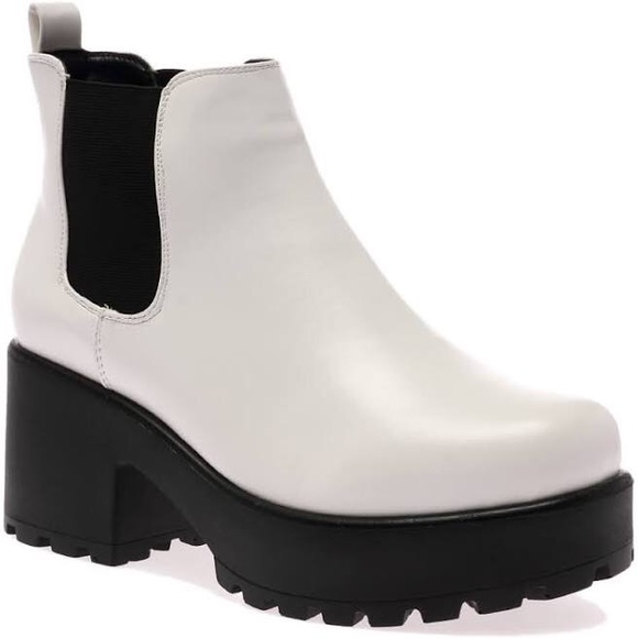 white chunky chelsea boots